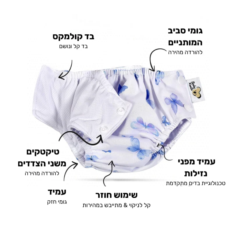 חיתול שחייה פרפרים כחולים הסבר